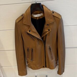 NWOT IRO Women’s Metallic Bronze Leather Biker Jacket. Size 38- perfect gift!